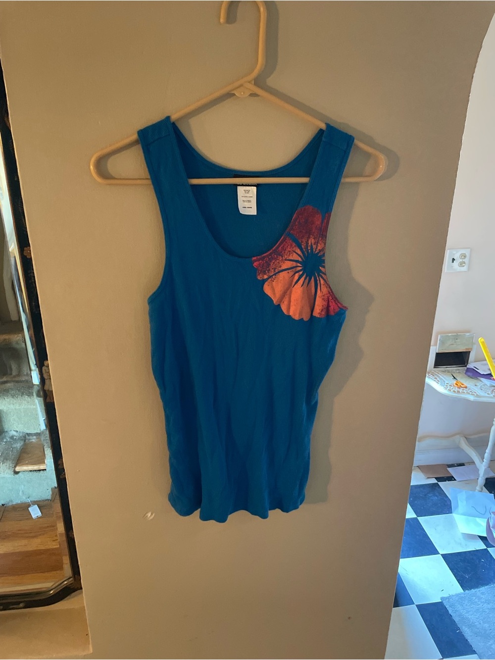 Joe Boxer blue and orange Floral Scoop Neck Tank Top